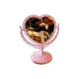 Двусторонний настольный зеркальце-сердце розового цвета