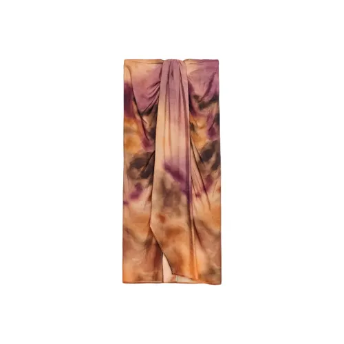 ZARA Коричневый Женские Повседневные Длинные Юбки