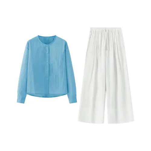 MARIE·COCO Синий топ + Повседневные брюки Женские Повседневные костюмы
