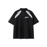 Черный [Прочный] Полузастежка Пэчворк Короткий рукав