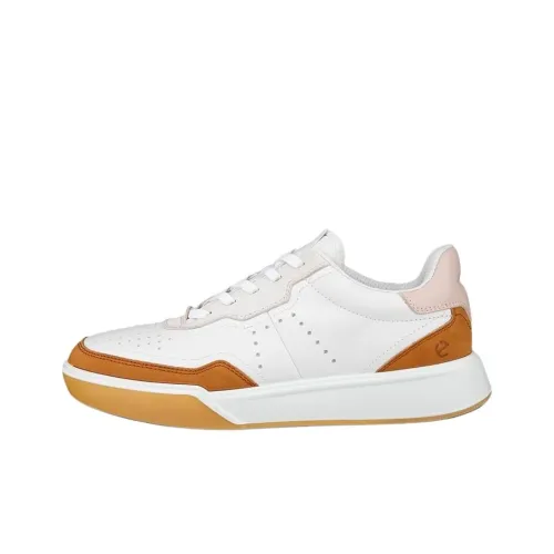 Ecco STREET COURT W Амортизация Низкий Топ Casual Женские Белый Коричневый