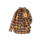 Жёлтый Клетка Кофейный Утолщённый и с Флисовой Подкладкой