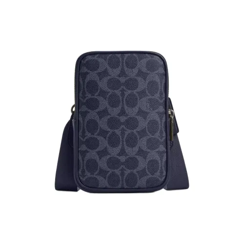 COACH Aden ICONIC Ткань с покрытием гладкая телячья кожа сумка через плечо мини мужской светло-синий деним