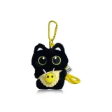 Желтая сумка через плечо с маленьким черным котом-брелоком