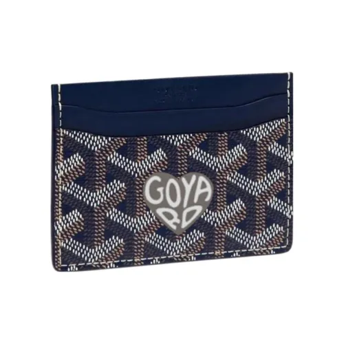 GOYARD Saint Sulpice Холст с кожей Собака's Teeth Картхолдер Картхолдер Унисекс Морской синий и Серый Маленькое сердце