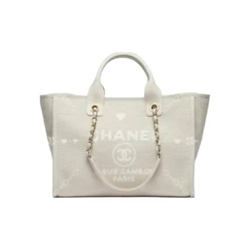 CHANEL Холст Тоут Сумка Женская Светло-Серый