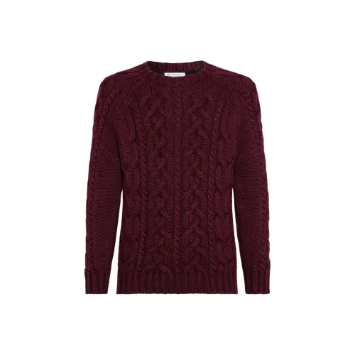 BRUNELLO CUCINELLI Бордовый Мужской Кашемировые Свитера