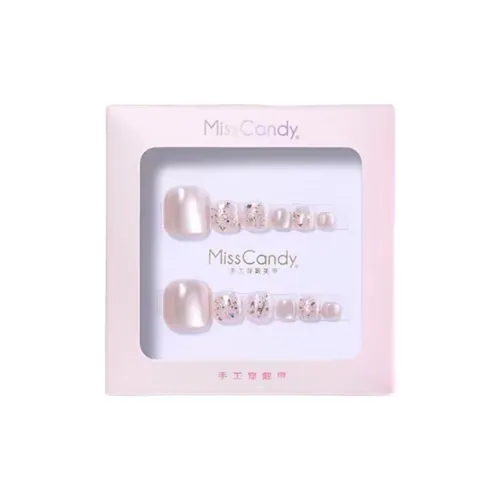 Miss Candy Шампанское золото Обувь False Nail Короткий Розовый Jump Цвет Мелкие блестки