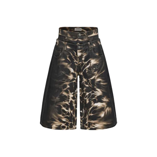 DND4DES Леопардовый принт Унисекс Джинсовые шорты