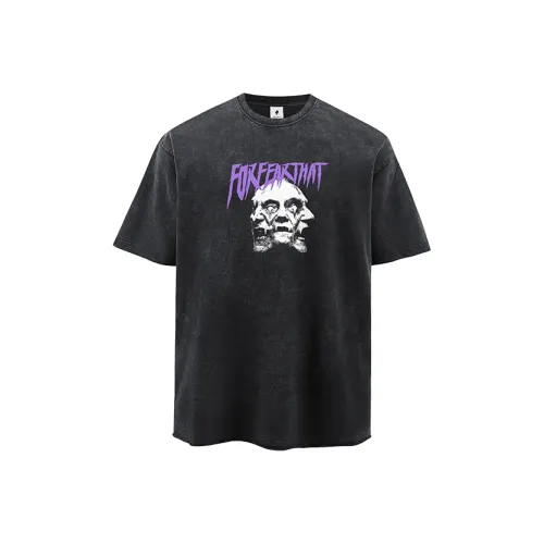 FOR FEAR THAT Промытый черный Унисекс Футболка