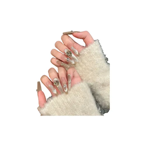 XIAMEIYU Flashing Кошачий глаз Роскошь Длинный Ручной Nail Art 30MM False Nail Трапециевый Золотой Смужка Французский