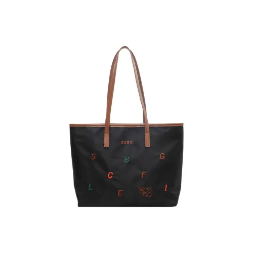 ALOENEY Ткань Тоут Сумка Плечевая Сумка Унисекс Экрю Черный