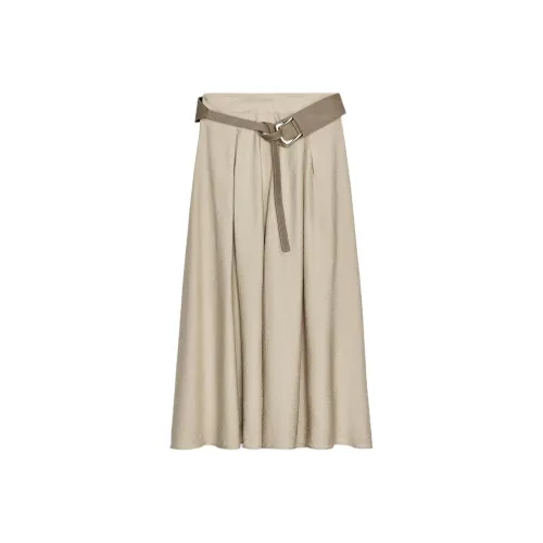 ZARA Светло-бежевый Женские Повседневные Длинные Юбки