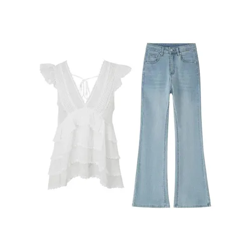 MARIE·COCO Белый топ + Брюки Женские Повседневные костюмы