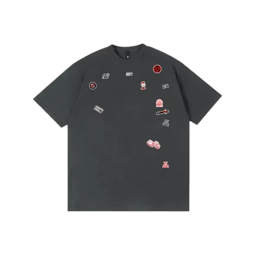 1807 Короткий рукав T-рубашки унисекс темно-серый