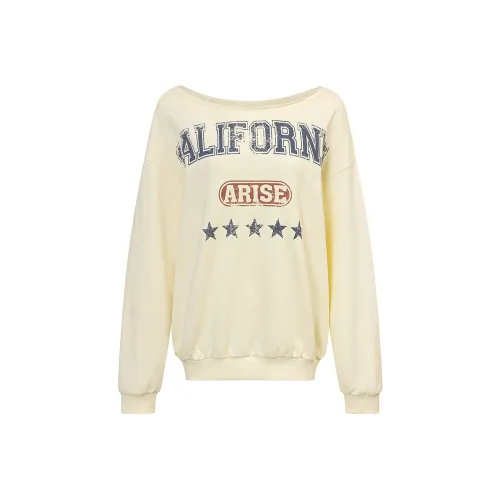 Ariseism Желтый Off The Плечо Свободный крой Длинный рукав Свитшот Женский Осенний Off The Плечо Топ Женский