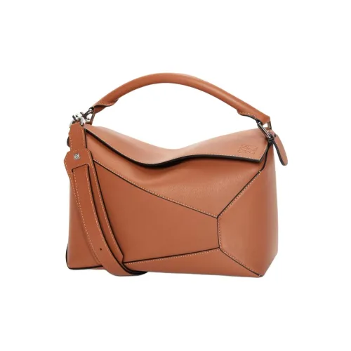 LOEWE Пазл Телячья кожа Сумка через плечо Сумка на плечо Большая Женская Коричневая