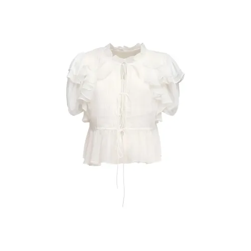 Leather Cat Белый Женские Рубашки