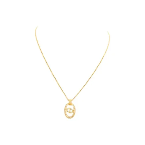 DIOR Rhinestone Necklaces Women's Gold