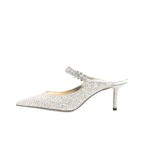 Jimmy Choo Bing Тапочки для пальцев 7,5 см Женские Бежевые