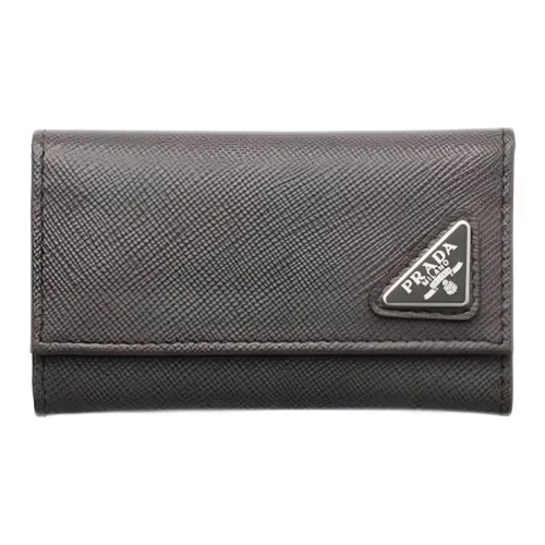 PRADA Saffiano Коровья кожа Key Pouch Стандартный Мужской Серый