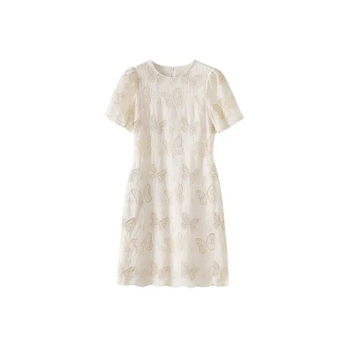 MH Белый Женские Короткие Платья с Рукавами