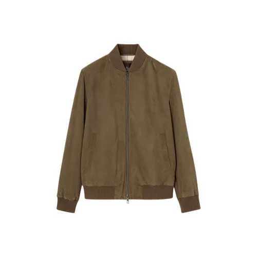 Loro Piana Чай Лист Цвет Мужская Кожаная Куртка