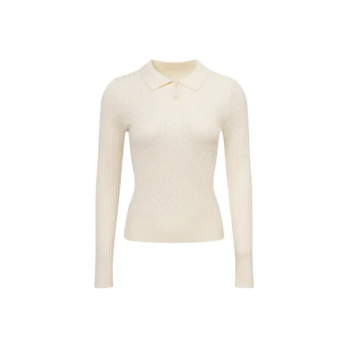 Ariseism Дизайн Воротник поло Свитер Женские AUTUMN Облегающий крой Топ Женские