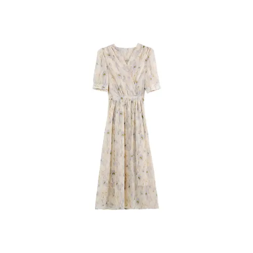 Происхождение Многоцветные Женские Платья с Короткими Рукавами