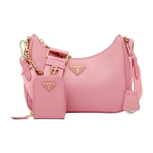 PRADA RE Edition Кожа 3 в 1 Сумка через плечо Маленькая Женская Лепесток Розовый