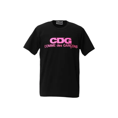 CDG Collaboration SS25 Черный/розовый Унисекс Т-рубашки
