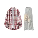 Red + Light Gray Парашютные Штаны