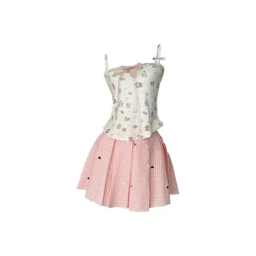 TIBINB Розовый Женские Комплекты с юбкой