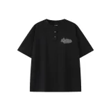 Черный Sunward Воротник Генри Короткий рукав