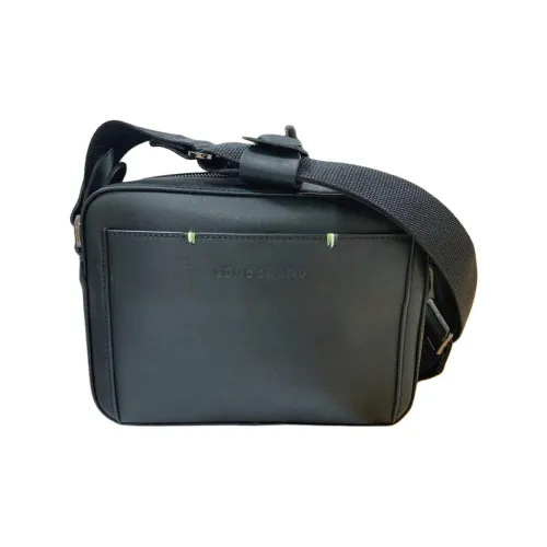 LONGCHAMP Корова Кожа Camera Сумка Плечевая Сумка Маленькая Мужская Черная