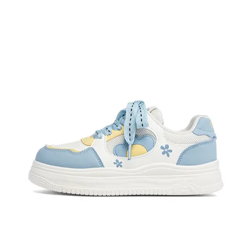 RENBEN Износостойкие Легкие Дышащие Низкие Кроссовки для Скейтбординга Женские Бежево-Синие