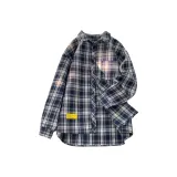 Темно-синяя клетка, утолщенная с флисовой подкладкой