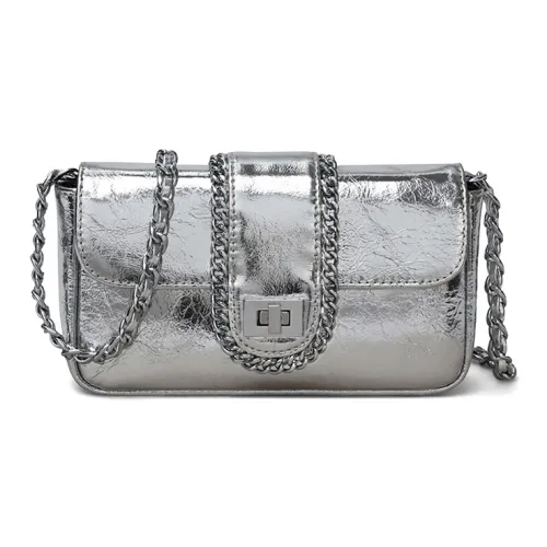 Crtnzo Kroez Сумка через плечо из коровьей кожи маленькая квадратная сумка стандартная женская серебряная