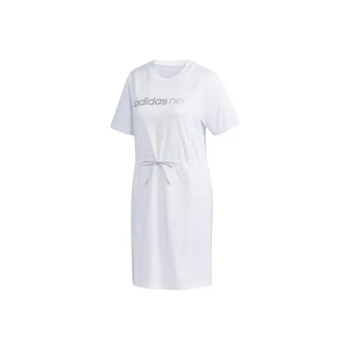 Adidas Короткий рукав Платье Женское Белое