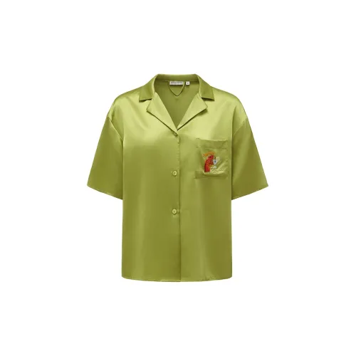 NOT JUST PAJAMA Свободный крой Дышащая Короткая рукавная рубашка Женская