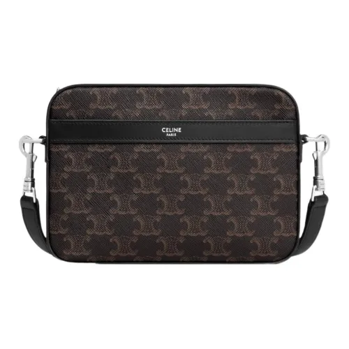 CELINE Triomphe Коровья кожа Курьерская сумка Сумка через плечо Маленький Мужской Черный