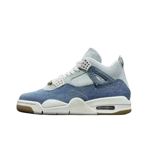 Jordan Air Jordan 4 Винтажные Баскетбольные Кроссовки MID Топ Белый Синий Унисекс