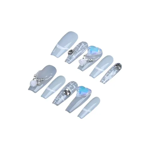 YIYIHE Фея Стиль Ледяной Прозрачный Светло-Синий Сердце Фея MID Длина Укороченный Короткий Квадратный Круглый Синий Однотонный