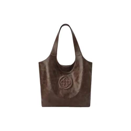 CASSILE Растительное дубление крупнозернистая текстура коровья кожа тоут портативный подмышечный плечевая сумка большой женский шоколадно-коричневый