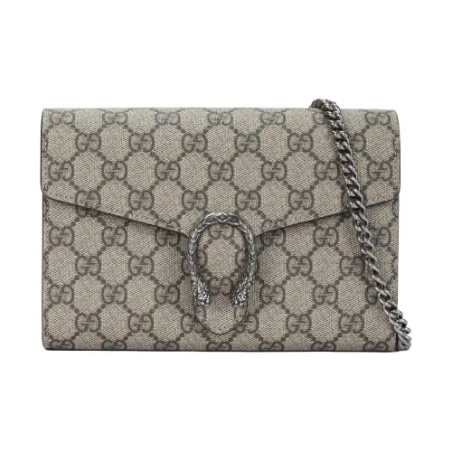 GUCCI Dionysus GG Премиум Искусственный Холст WOC Кошелек Сумка через плечо Сумка на плечо Женская Цвет Эбеновое дерево