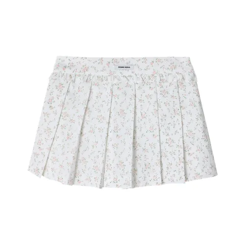 Crank Цветочный дизайн с оборками и складками Юбка-мини Брюки Повседневные Короткие Юбки Женские