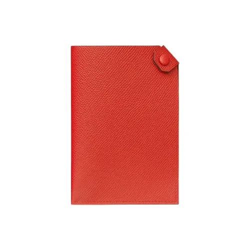 HERMES Tarmac Epsom Телячья кожа Держатель для паспорта Мужской 9T Capucine Оранжево-красный