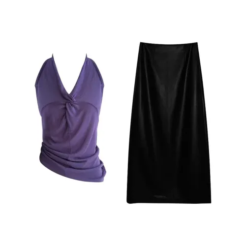 MARIE·COCO Фиолетовый топ на бретелях Топ + юбка Набор Женские комплекты с юбкой