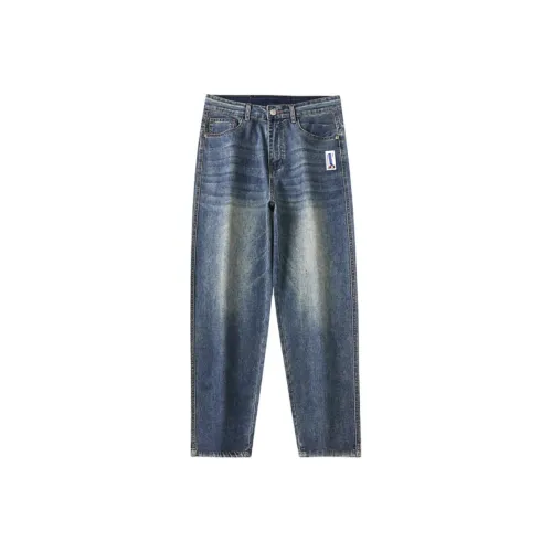 SNOOPY Ice Silk Vintage American Casual Straight Fit Slim Fit Jeans Men's