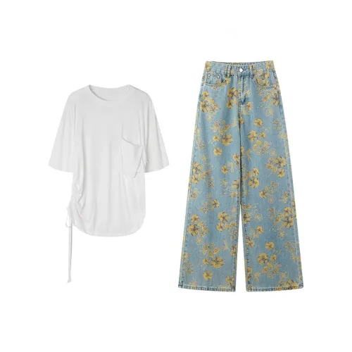 MARIE·COCO Белый топ + Брюки Женские Повседневные костюмы